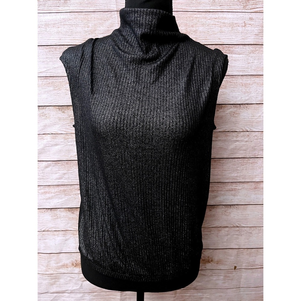 Sanctuary Evereve It's A Vibe Top Sleeveless Top Black Silver XS NWT